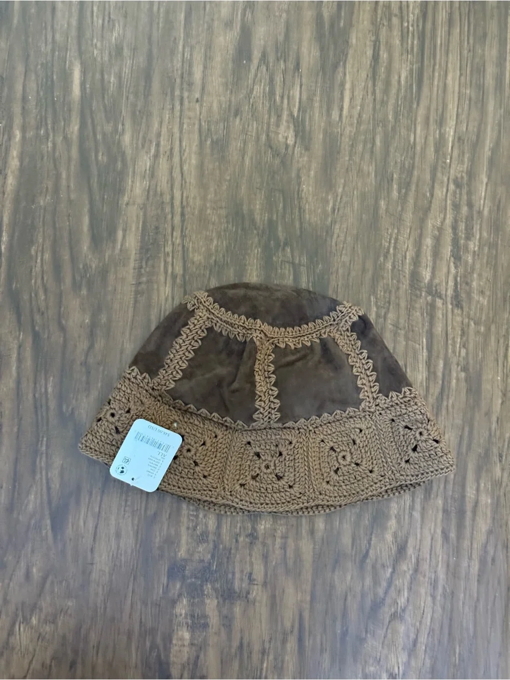 Free People Chocolate Brown Crochet-Trim Bucket Hat